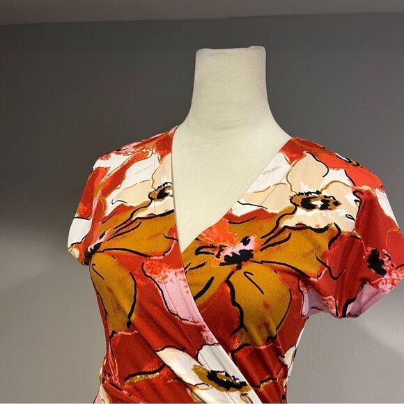 Nine West Floral fake Wrap short sleeve Dress size extra small - Picture 2 of 12